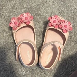 Mini Melissa Pink Kids Shoes with Floral Design